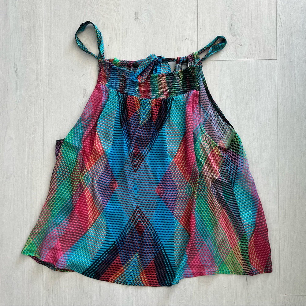 CONDITIONS APPLY blouse Sz L Colorful graphic print ANTHROPOLOGIE tank top cami